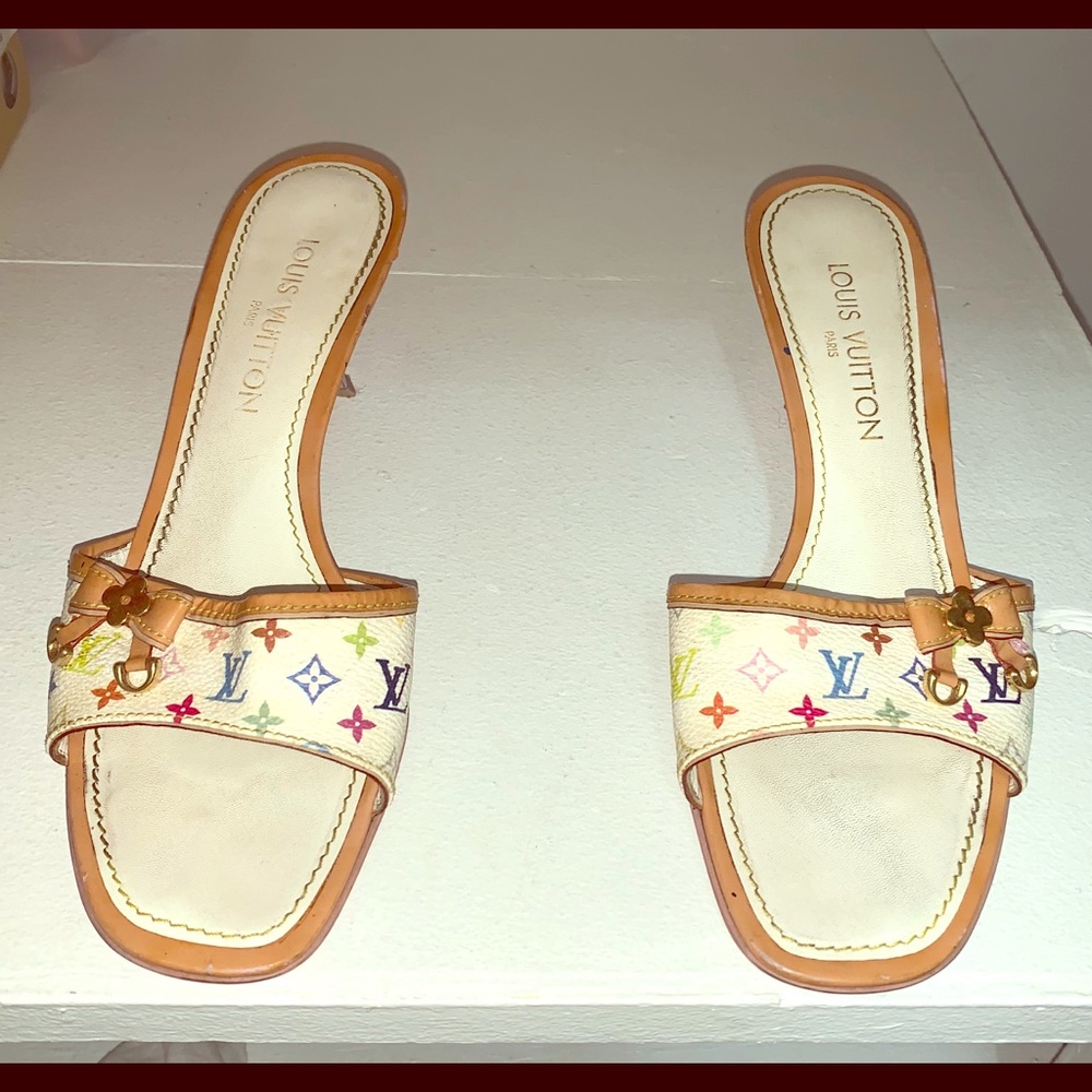 Louis Vuitton Monogram Kitten Heel Slides